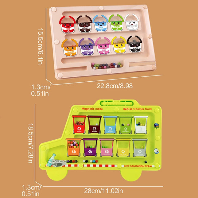 Montessori Magnetic Maze Color Sorting Game Kids Toys Fine Motor Training Pen Control Moving Bead Sensory Play Educational Toys