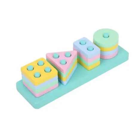 Montessori Wooden Educational Toys for Children 1 2Y Baby Shape Color Sorter Block Puzzles Toddler Large Geometric Stacking Toys