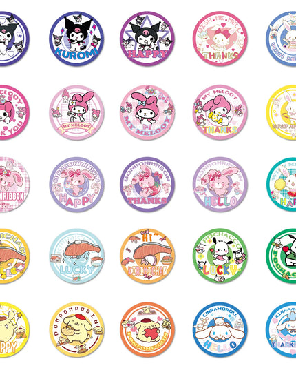50Pcs Kawaii Sanrio Stickers Cute Hello Kitty Kuromi My Melody Pompom Purin Cinnamoroll Phone Case Waterproof Stickers