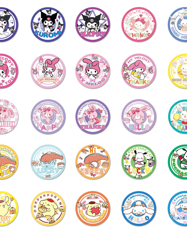 50Pcs Kawaii Sanrio Stickers Cute Hello Kitty Kuromi My Melody Pompom Purin Cinnamoroll Phone Case Waterproof Stickers