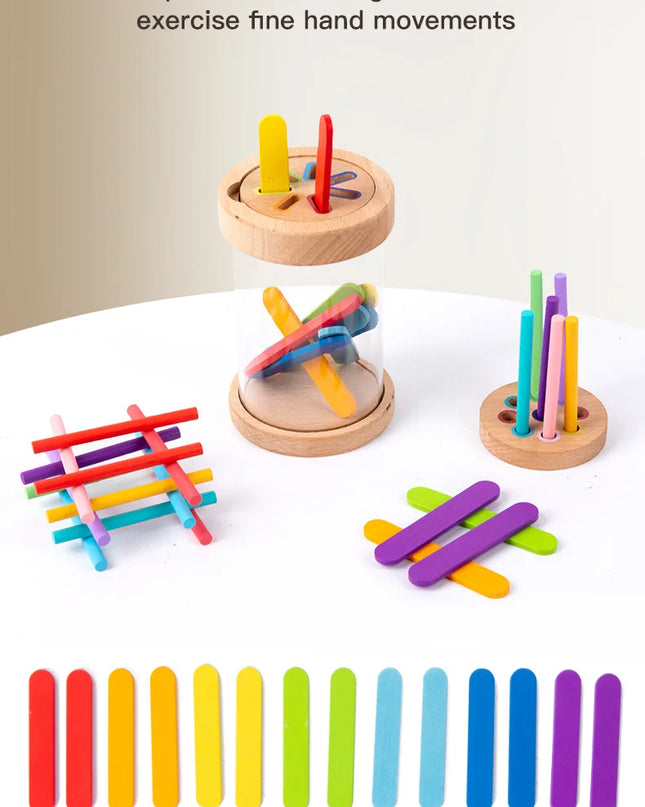 Montessori Toys Wooden Color Sorting Toys Fine Motor Skills Sensory Matching Games Educational Kid Toys For 1-3 Year Old 3+ Gift