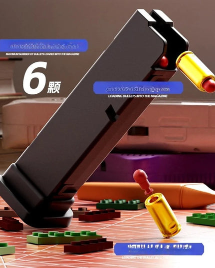 Building Block Pistol Shell Throwing Continuous Firing Airsoft Blowback Empty Hanging Toy Gun Outdoor CS Weapon for Boys Adult