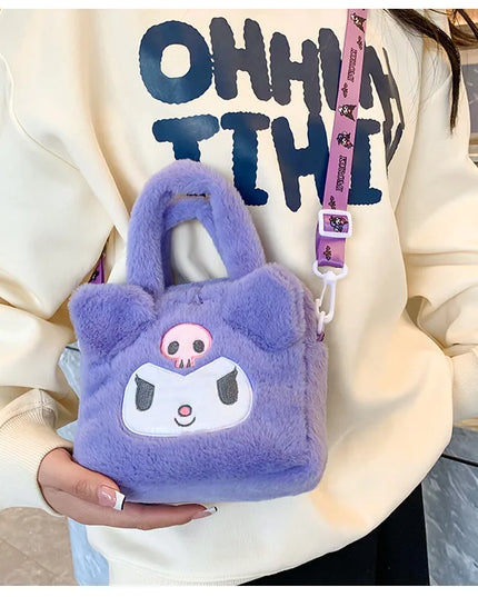 Sanrio Plush Bag Kawaii Kuromi Cinnamoroll Melody Cartoon Anime Handbag Crossbody Cosmetic Travel Storage Bags Women Girls Gifts
