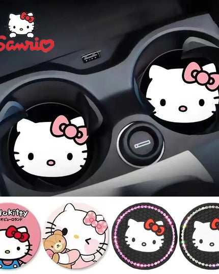2pcs Sanrio Hello Kitty Car cup Coasters Cartoon car inner Decoration Anti Slip Mat silicone Car Cup pad Gifts for girl friend