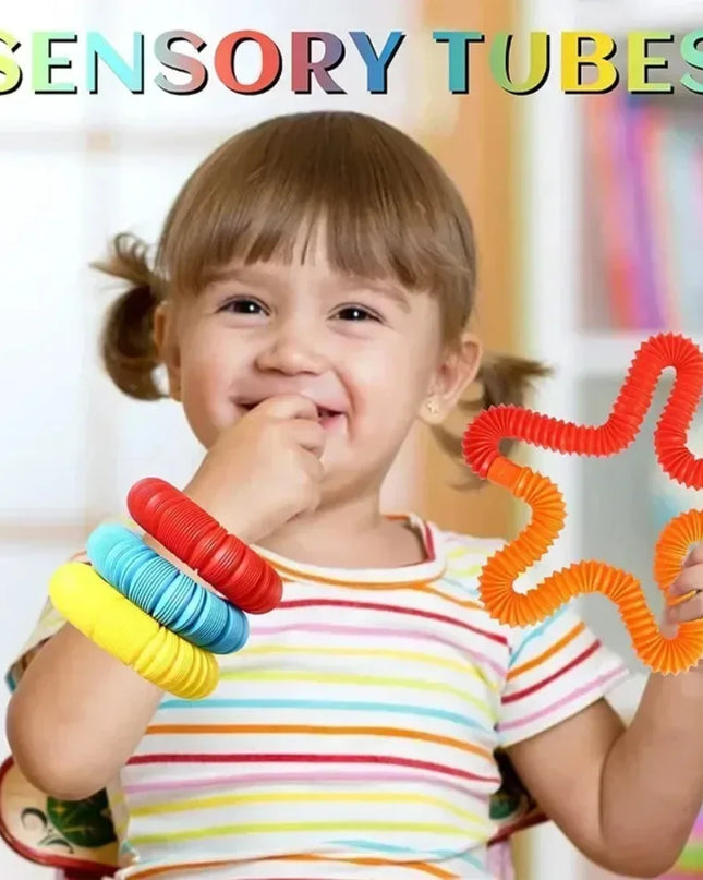 6 12 18 24 30 Pcs Pop Tubes Sensory Toys Fidget Stress Relief Decompression Finger Squeeze Toy Telescopic Tube for Kids Teenager