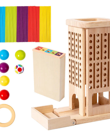 Montessori Game Wooden Stick Tower Toy With Sticks Dice Motor Skills Development Stick Counting Math Educational Toy For Kids