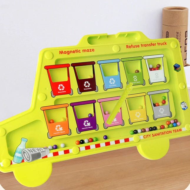 Montessori Magnetic Maze Color Sorting Game Kids Toys Fine Motor Training Pen Control Moving Bead Sensory Play Educational Toys