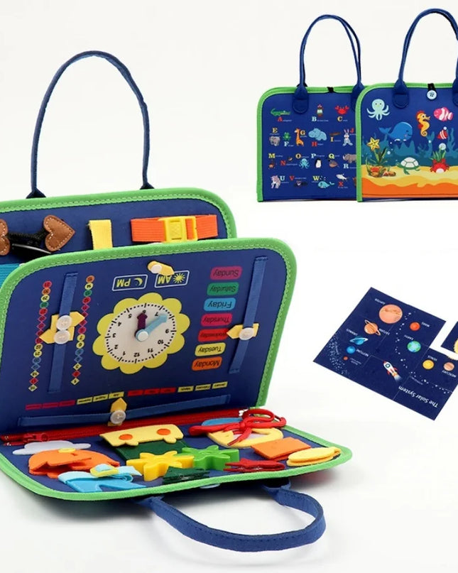 Montessori Busy Board Educational Activity Developing Sensory Board Fine Basic Dress Motor Skills Travel Toy Gift for Boys Girls