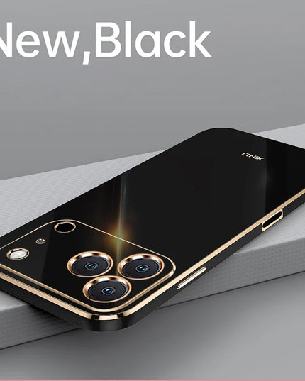 Solid Plating Phone Case For iPhone 17 Pro Max 17 Air 16e 16 Pro Max 16Plus 17Pro Max Cover Soft Silione Shockproof Cases Bumper