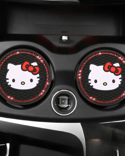 2pcs Sanrio Hello Kitty Car cup Coasters Cartoon car inner Decoration Anti Slip Mat silicone Car Cup pad Gifts for girl friend