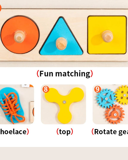 Montessori Wooden Busy Board Unlock Toy Essential Educational Sensory Board for Toddlers Intelligence Development Toys Gift