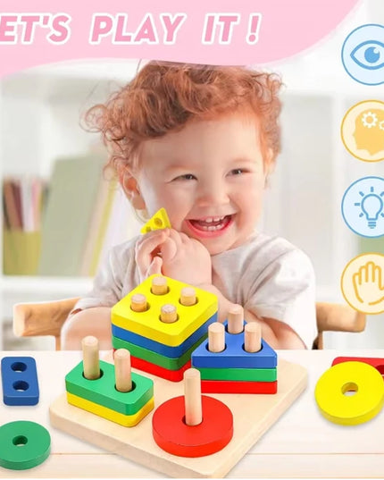 Montessori Wooden Games Baby Toys Puzzle Geometry Educational Games Kids Development Early Learning Toys For Children 1 Year 2