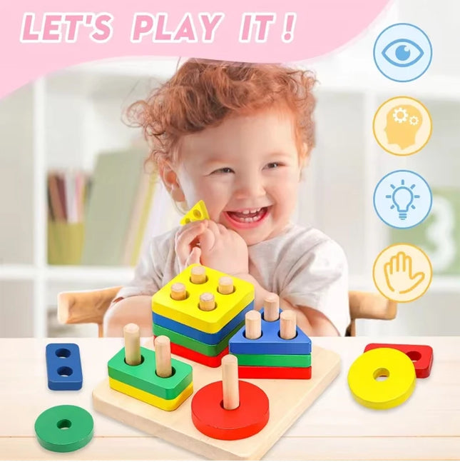 Montessori Wooden Games Baby Toys Puzzle Geometry Educational Games Kids Development Early Learning Toys For Children 1 Year 2