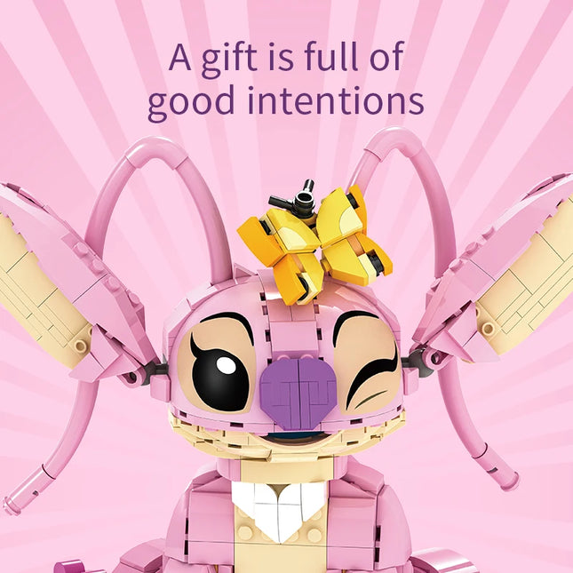 New Stitch Angel CP Building Blocks 2025 - Large Piece Cartoon Toys with Moving Ears Kids Assembly Gift for Boys Girls Birthday