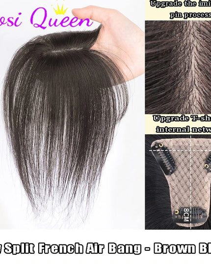 AOSI Synthetic Eight-character Bangs Wig For Women With High Hair Volume And High Skull Covering Gray Hair Replacement Wig