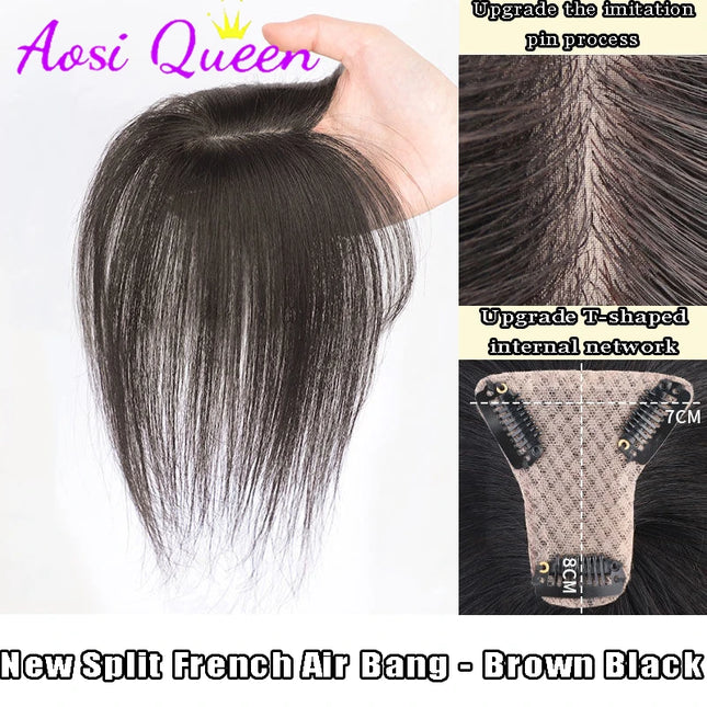 AOSI Synthetic Eight-character Bangs Wig For Women With High Hair Volume And High Skull Covering Gray Hair Replacement Wig