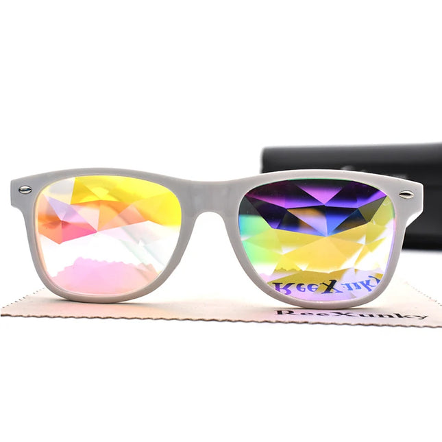 Classic Square Party Sunglasses Women Men Fashion EDM Light Diffraction Futuristic Rave Festival Sun Glasses Psychedelic Prism