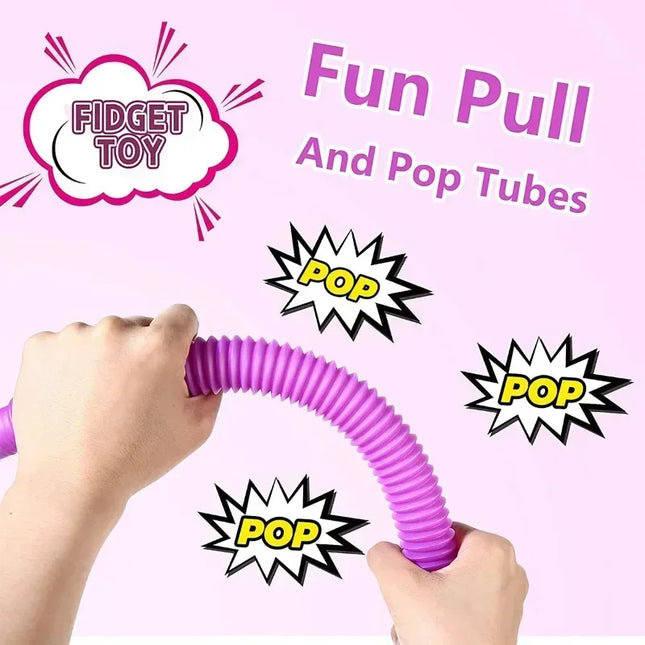 6 12 18 24 30 Pcs Pop Tubes Sensory Toys Fidget Stress Relief Decompression Finger Squeeze Toy Telescopic Tube for Kids Teenager