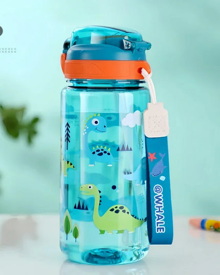 600ml Dinosaur Water Bottle For Kids Water Sippy Cup With Silicone Straw Leakproof Plastic Water Bottles Summer Kids Water Cup