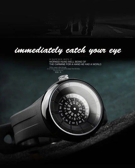 men's watch with a unique dial design, sporty flair, and a comfortable resin strap for both style and comfort.