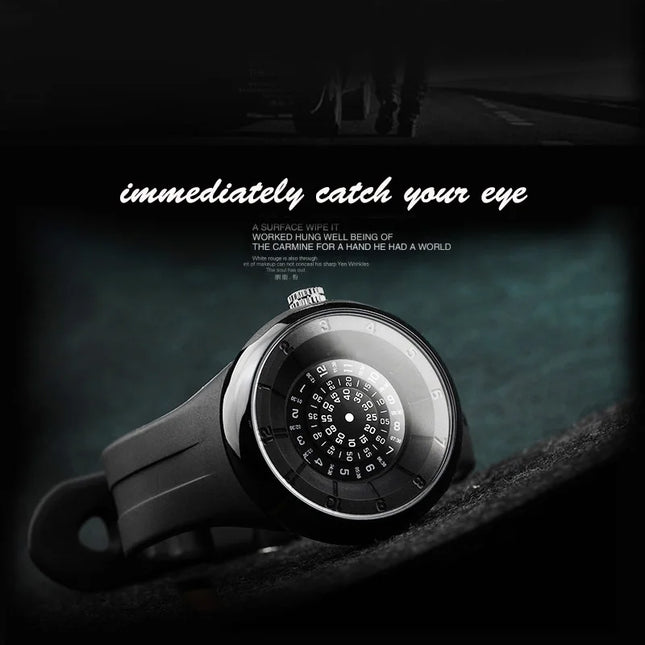 men's watch with a unique dial design, sporty flair, and a comfortable resin strap for both style and comfort.