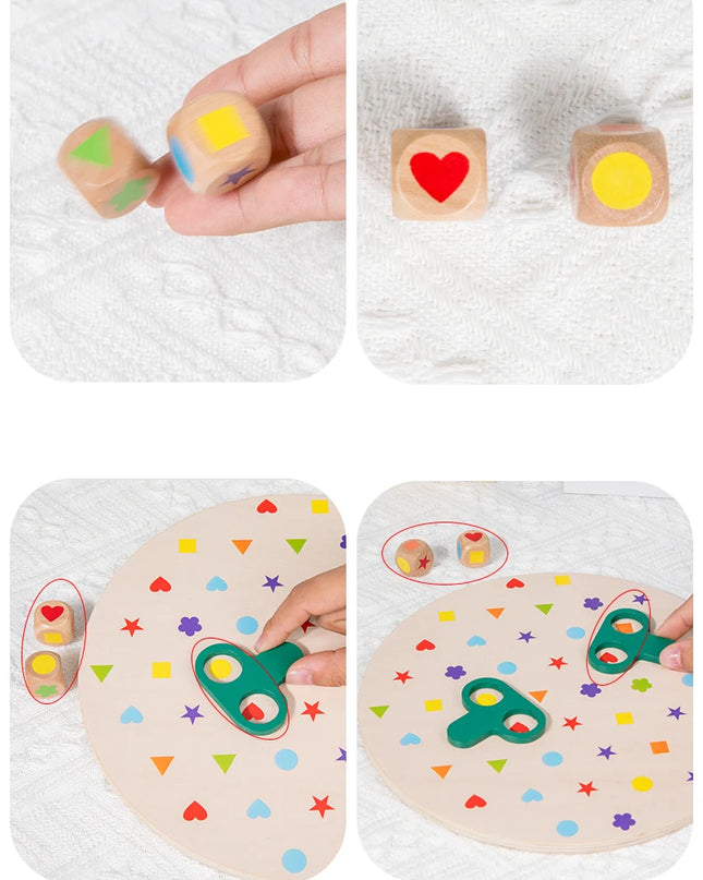 Montessori Matching Game Board Colors And Shapes Learning Puzzle Toy Concentration With Dice Interactive Educational Board Game
