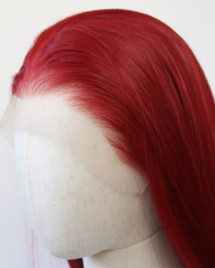 Red Wig 13x4 Synthetic Lace Front Wig Long Straight Dark Red Lace Front Synthetic Wig Pre Plucked Heat Resistant Fiber Hair