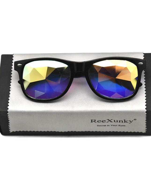 Classic Square Party Sunglasses Women Men Fashion EDM Light Diffraction Futuristic Rave Festival Sun Glasses Psychedelic Prism