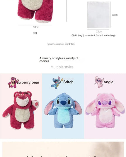Stitch Angel Lotso peluche a mano bottiglia calda bottiglie di acqua calda inverno portatile borsa a mano calda