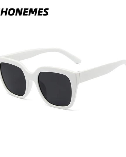 SHONEMES Square Sunglasses Vintage Men Women Shades Big Frame Outdoor UV400 Sun Glasses Black White for Female Male