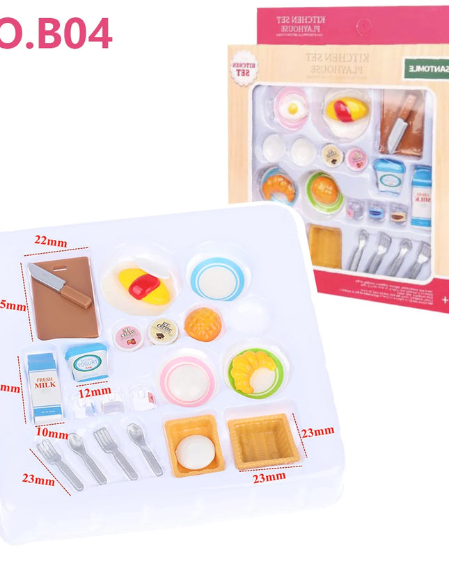 Toys Doll 1:12 Forest Family Montessori Kitchen Compatible Miniature Dollhouse Kitchen Accessories Furniture Pretend Play Gifts