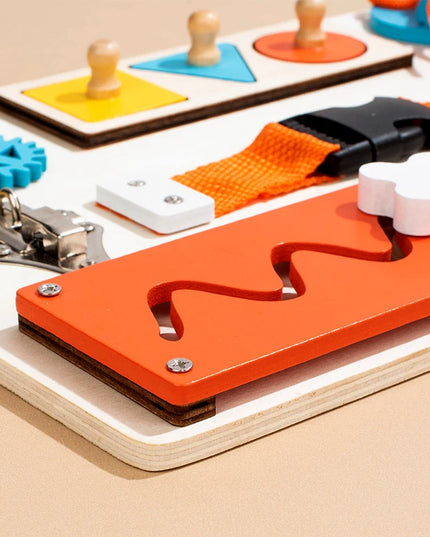 Montessori Wooden Busy Board Unlock Toy Essential Educational Sensory Board for Toddlers Intelligence Development Toys Gift