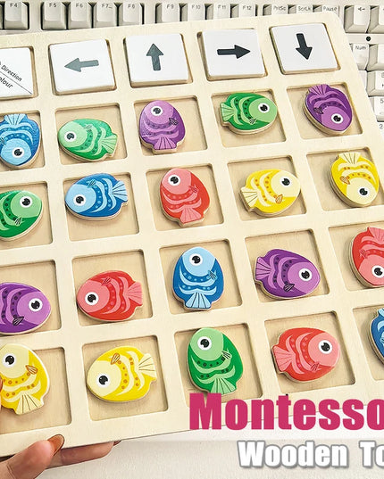 Montessori Wooden Toys Children Logical Thinking Training Direction Color Cognition Educational Battle Battle Board Game Gifts