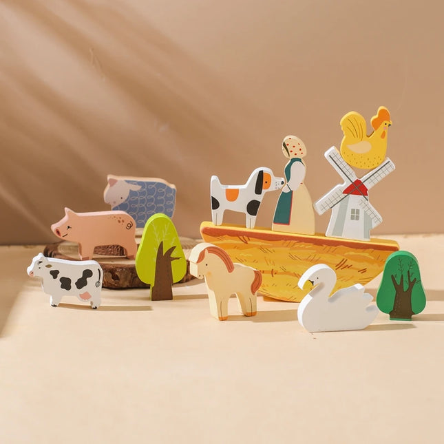 Montessori Game 1Set Of Farm Simulated Wooden Children's Toys Educational Toy Baby Room Decoration Desktop Furnishings Baby Gift