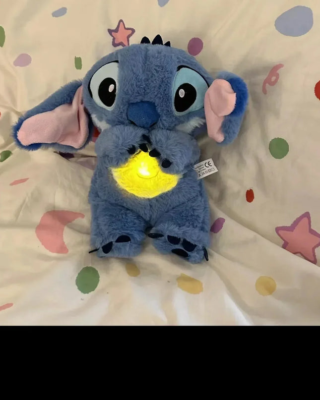 Stitch Anime Plush Doll With Lighting Music Airbag Kawaii Appease Toy Baby To Soothe Sleep Peluche For Kids Gift
