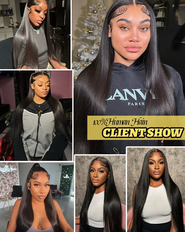 30 40 Inch 13x6 Hd Lace Frontal Human Hair Wigs 250 High Density Straight Front Wig 13x4 Pre Plucked Black Brazilian For Wowan