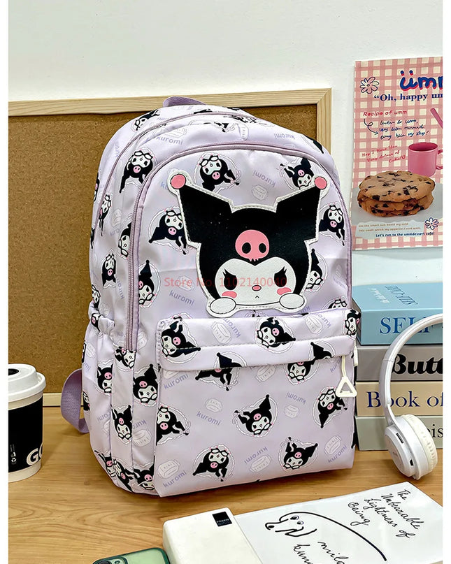 Sanrio Backpack For Kids Cartoon Hello Kitty Kuromi Bookbag Student Teenager Girl Boy Nylon Shoulders Bag Schoolbag Kawaii Bags