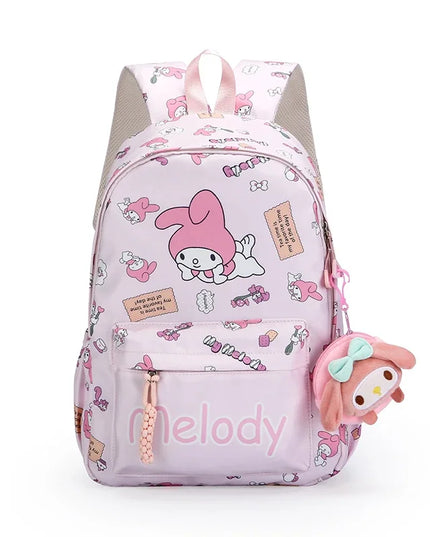 1PC Hello Kittys Anime Backpack, Kuromi Cinnamoroll School Bags With Wallet Charm, Student Girl Casual Travel Commute Knapsack