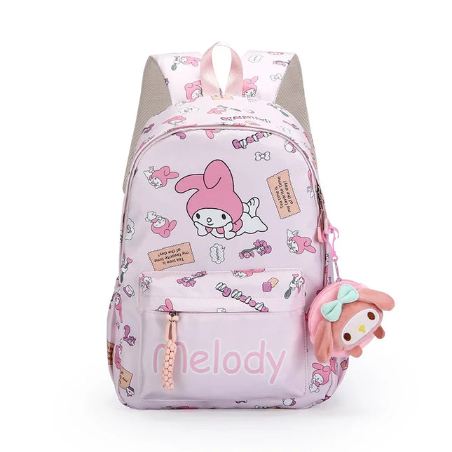 1PC Hello Kittys Anime Backpack, Kuromi Cinnamoroll School Bags With Wallet Charm, Student Girl Casual Travel Commute Knapsack