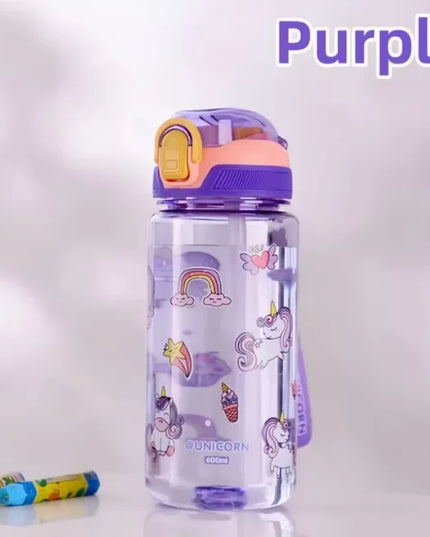 600ml Dinosaur Water Bottle For Kids Water Sippy Cup With Silicone Straw Leakproof Plastic Water Bottles Summer Kids Water Cup