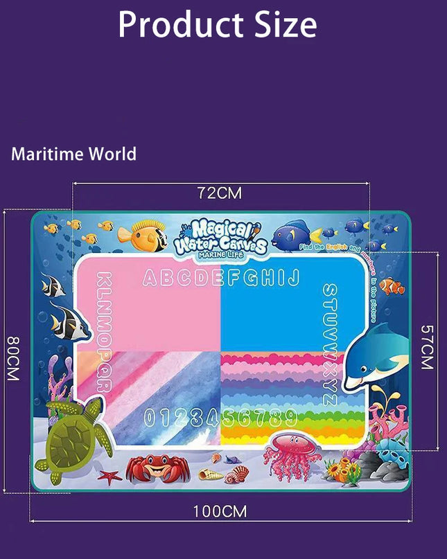80x80CM Magic Water Drawing Mat Coloring Doodle Mat Montessori Painting Board Painting Pad Magic Pens Kids Educational Toy Gifts