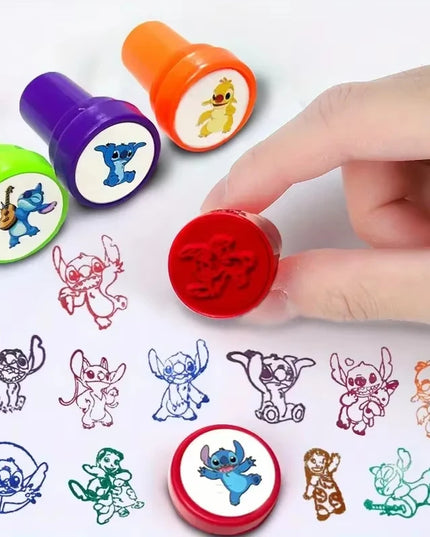 12PCS Cartoon Lilo & Stitch Seal Gift Stitch Cartoon Pattern Seal Kindergarten Rewards Stamps Christmas Gift