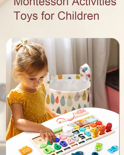 Montessori Wooden Toys Kids Busy Board Shape & Number Matching Digital Shape Educational Toys For Children Gifts