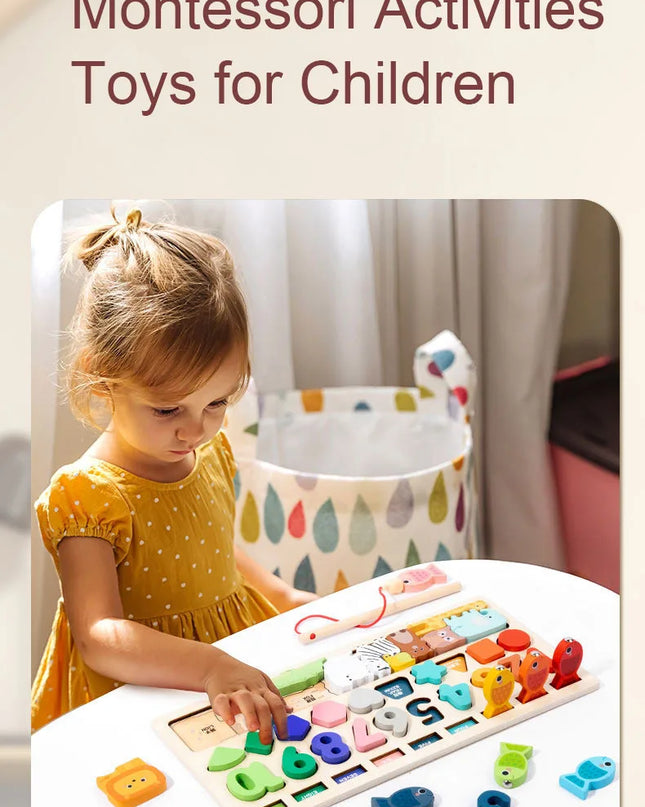 Montessori Wooden Toys Kids Busy Board Shape & Number Matching Digital Shape Educational Toys For Children Gifts
