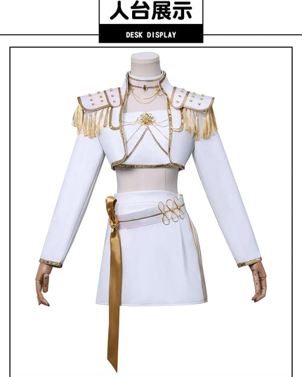 Anime Mira White PU Uniform Cosplay Costume Wig Woman Christmas Halloween Party Clothing