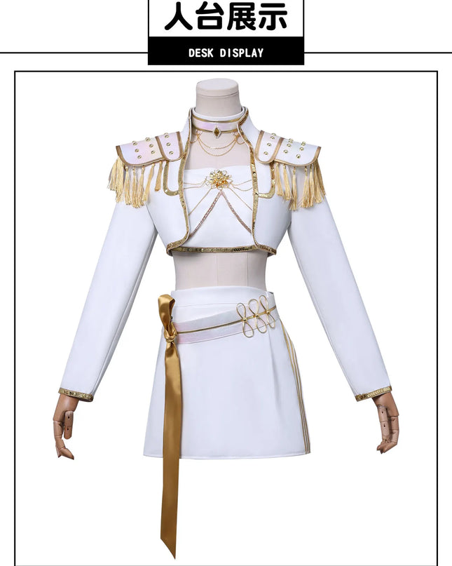 Anime Mira White PU Uniform Cosplay Costume Wig Woman Christmas Halloween Party Clothing