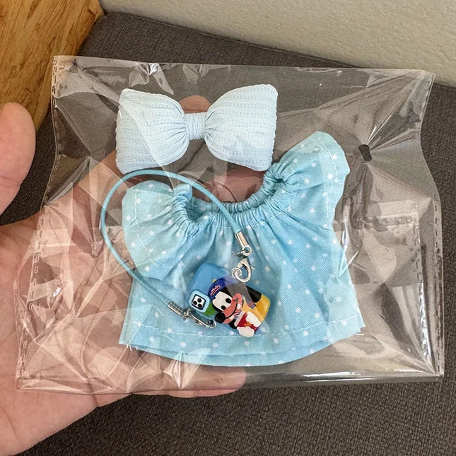 For 17cm Labubu Doll Luxry Brand design Diy Accessories Dress Sweater Overalls T-shirt Hat Set For Labubu Trendy Clothing Gift