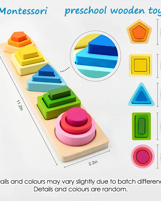 Montessori Wood Toys for Kids Wooden Sorting Stacking Toys for Baby Toddlers Educational Shape Color Sorter Preschool Kids Gifts