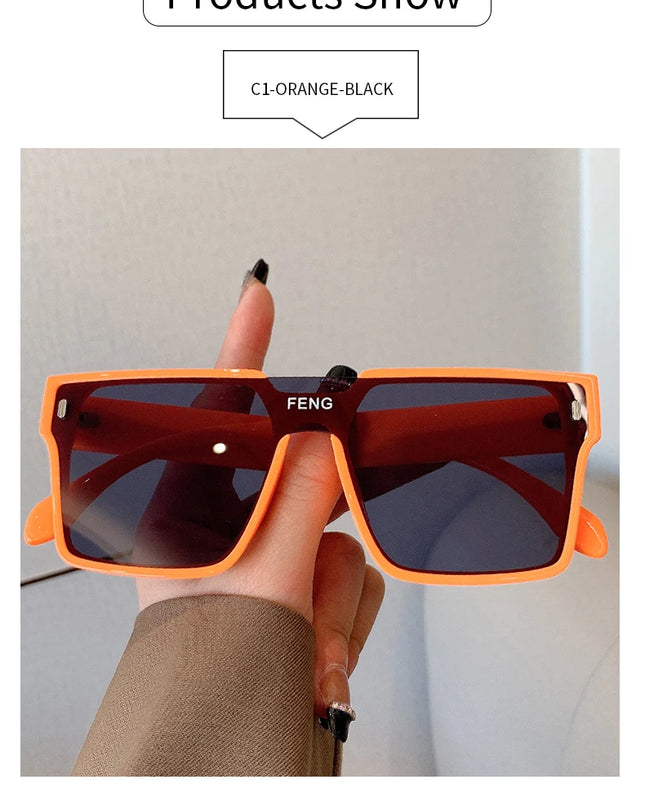 Sunglasses Men Fashion Oversized Square Frame Punk Glasses Brand Designer Women Large Eyewear Shades UV400 Protection Eyeglasses