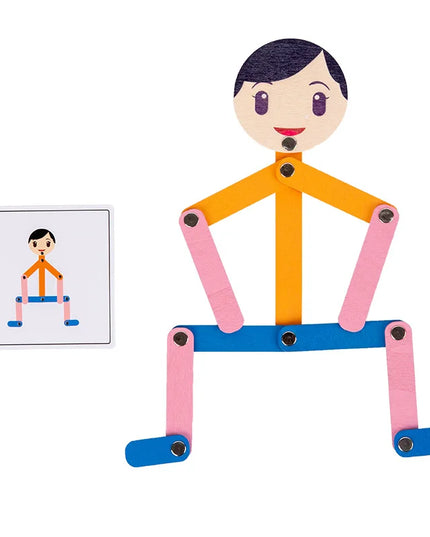 Montessori Material DIY Puzzle Toys Sporty Pose with 24 Double-Side Cards for Children Intelligence Early Educational Toy Gifts